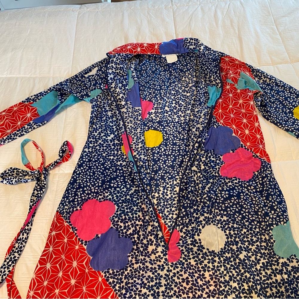 1960s "Travel-Lite by Boutique Loungewear" Psychedelic Print Hostess Gown M/L - Picture 3 of 5
